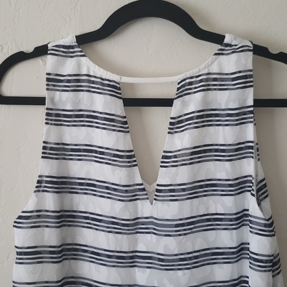 White and Navy Striped Blouse - Picture 2 of 3